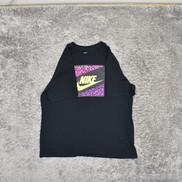 Men Nike Tee T Shirt Crew Neck 100% Cotton XL YOUTH Black Short Sleeve Swoosh - Picture 2 of 8